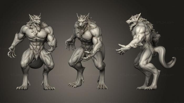 Статуэтки герои, монстры и демоны (Скульптура Волка - воина, STKM_3799) 3D модель для ЧПУ станка