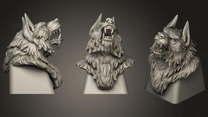 Figurines heroes, monsters and demons (Werewolf keycap, STKM_3820) 3D models for cnc