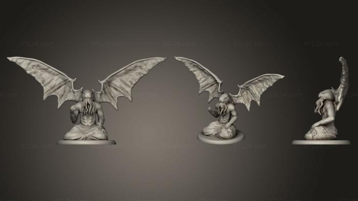 Статуэтки герои, монстры и демоны (Крылатый Ктулху, STKM_3839) 3D модель для ЧПУ станка