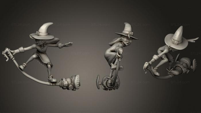 Figurines heroes, monsters and demons (Witch on broom, STKM_3857) 3D models for cnc