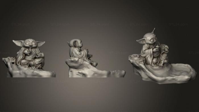 Статуэтки герои, монстры и демоны (Курильница для благовоний йоды, STKM_3899) 3D модель для ЧПУ станка