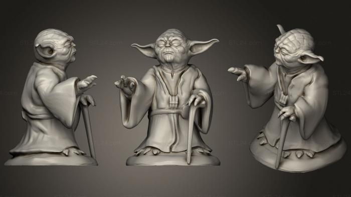 Статуэтки герои, монстры и демоны (Йода, Использующий Силу, STKM_3902) 3D модель для ЧПУ станка