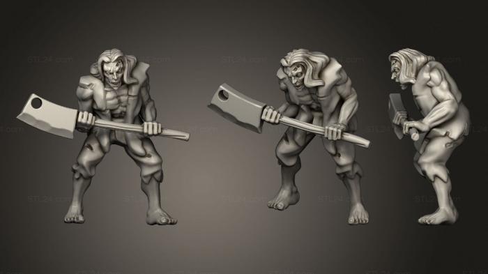 Статуэтки герои, монстры и демоны (Зомби с мечом, STKM_3922) 3D модель для ЧПУ станка