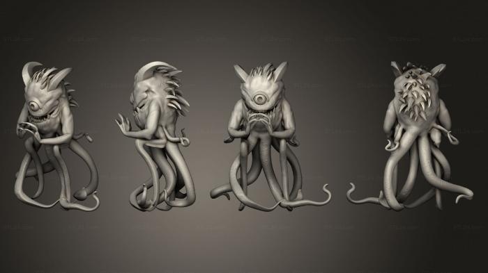 Статуэтки герои, монстры и демоны (Скрывающийся в Бездне Крупный, STKM_3939) 3D модель для ЧПУ станка