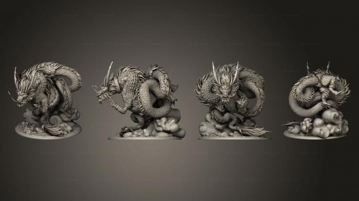 Статуэтки герои, монстры и демоны (Лазурный дракон Востока гаргантюана, STKM_4219) 3D модель для ЧПУ станка
