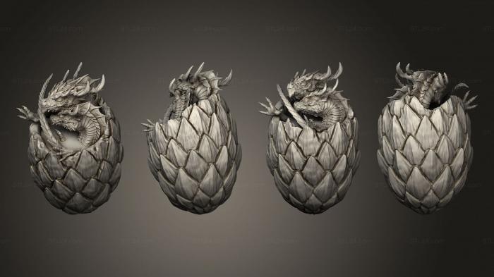 Figurines heroes, monsters and demons (Baby Dragon Egg Unzipped, STKM_4226) 3D models for cnc