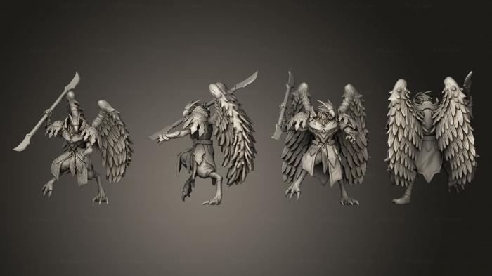Figurines heroes, monsters and demons (Bird Folk Eagle Spear, STKM_4352) 3D models for cnc