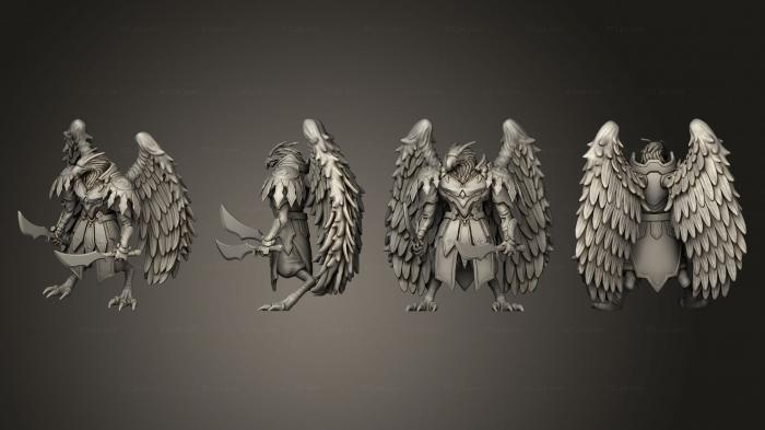 Figurines heroes, monsters and demons (Bird Folk Eagle Swords, STKM_4353) 3D models for cnc