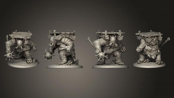 Figurines heroes, monsters and demons (A porter with a mace, STKM_4461) 3D models for cnc