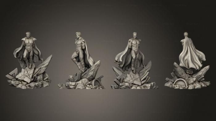 Figurines heroes, monsters and demons (Воин с плащем на камнях, STKM_4551) 3D models for cnc