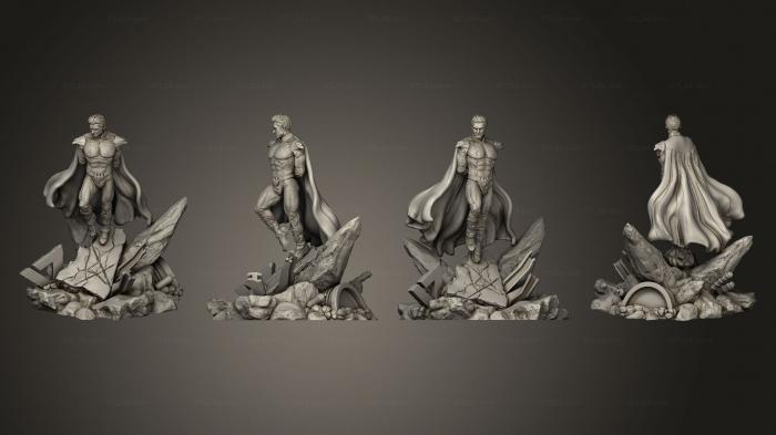 Figurines heroes, monsters and demons (A warrior with a cape on the rocks, STKM_4552) 3D models for cnc