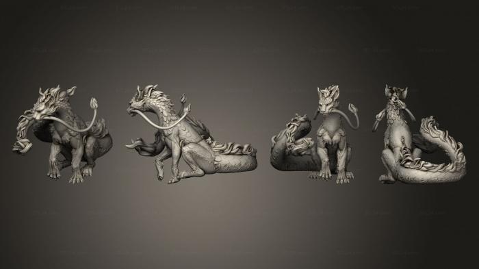 Статуэтки герои, монстры и демоны (Гигантский Кот - Дракон, STKM_4582) 3D модель для ЧПУ станка