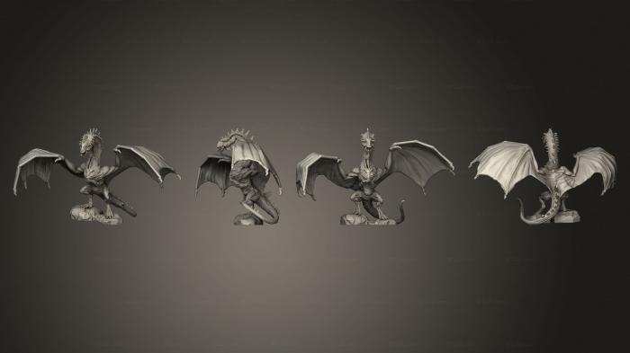 Статуэтки герои, монстры и демоны (Пещерная Виверна Сердитая, Большая, STKM_4600) 3D модель для ЧПУ станка
