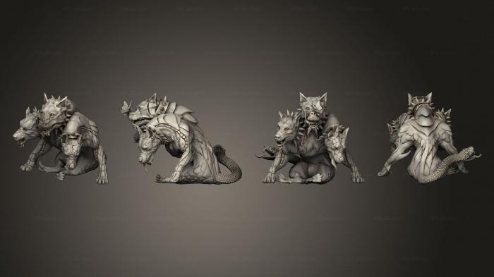 Figurines heroes, monsters and demons (Cerberus Eating v 1 Large, STKM_4618) 3D models for cnc