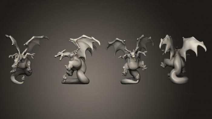Статуэтки герои, монстры и демоны (Чаризард 2, STKM_4656) 3D модель для ЧПУ станка