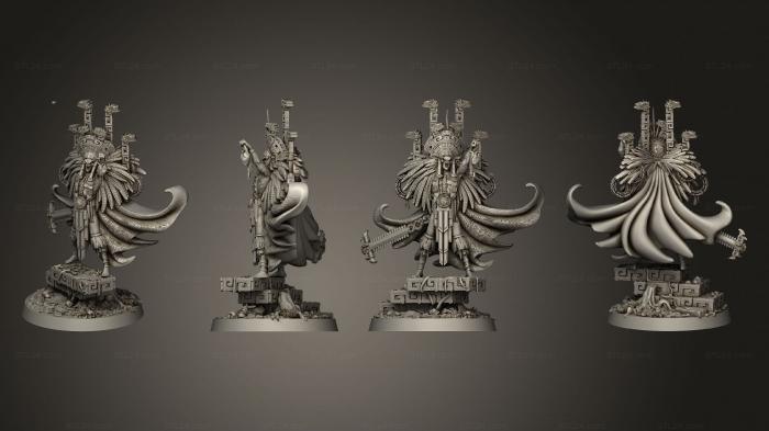 Статуэтки герои, монстры и демоны (Куатемок , Король - Воин Из Кровавого Камня, STKM_4838) 3D модель для ЧПУ станка