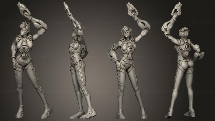 Статуэтки герои, монстры и демоны (D Va Tracer Widow Maker Ремикс Overwatch, STKM_4877) 3D модель для ЧПУ станка