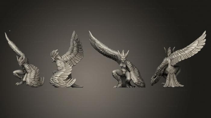 Статуэтки герои, монстры и демоны (Глубины атолла Сэвидж, на которых примостилась гарпия KS 001, STKM_5029) 3D модель для ЧПУ станка