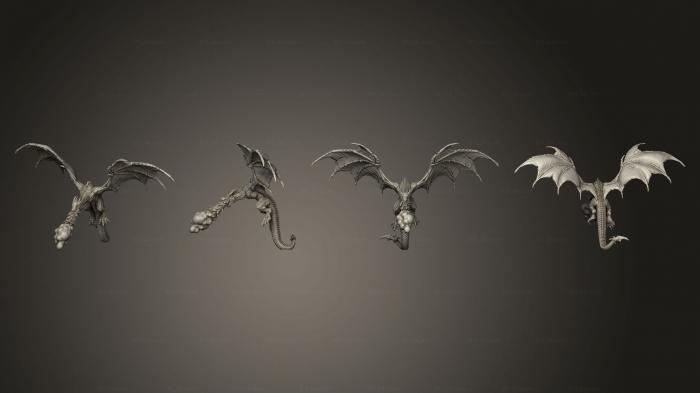 Статуэтки герои, монстры и демоны (Драконья Виверна Размером В Четыре Дыхания, STKM_5124) 3D модель для ЧПУ станка