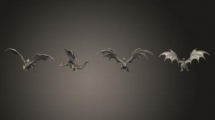 Статуэтки герои, монстры и демоны (Дракон - Виверна Верхом На Большом Коне, STKM_5127) 3D модель для ЧПУ станка