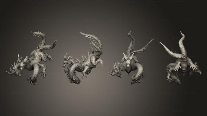 Статуэтки герои, монстры и демоны (Подземная Гидра Злая Большая, STKM_5192) 3D модель для ЧПУ станка