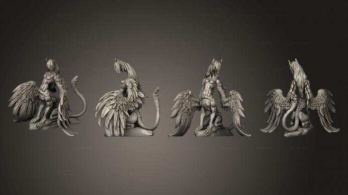 Статуэтки герои, монстры и демоны (Стихийные Существа Смерть Сфинкса, STKM_5260) 3D модель для ЧПУ станка