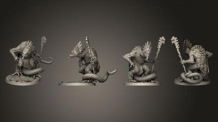 Figurines heroes, monsters and demons (Era of the Great Serpent Yuan Ti Priest P 2 base, STKM_5322) 3D models for cnc