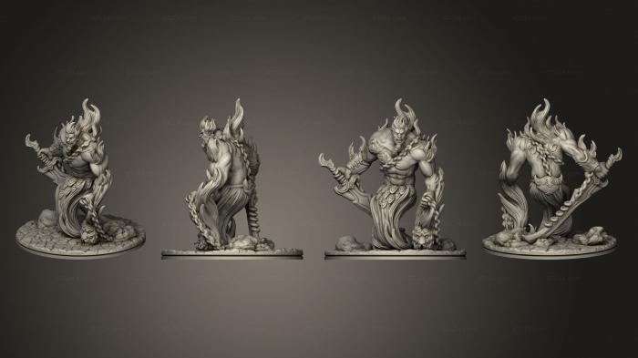 Figurines heroes, monsters and demons (Fire Djinn Based, STKM_5468) 3D models for cnc
