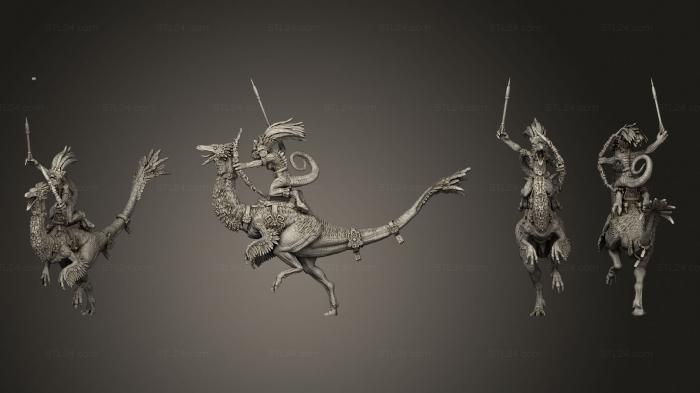 Статуэтки герои, монстры и демоны (Всадники Галлимимуса 01, STKM_5575) 3D модель для ЧПУ станка