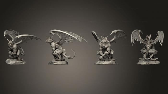 Figurines heroes, monsters and demons (Gargoyle Sitting Large, STKM_5592) 3D models for cnc