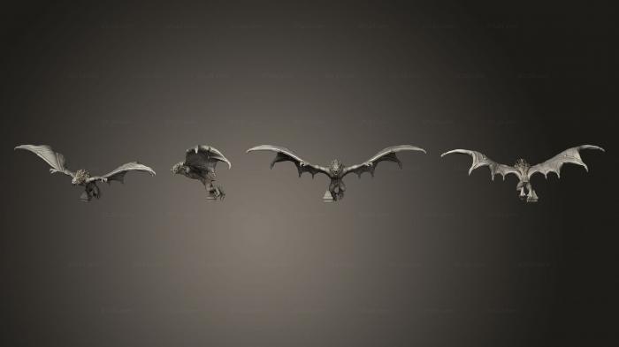 Статуэтки герои, монстры и демоны (Гигантская Летучая мышь Летает в 2 Вариациях, Большая, STKM_5632) 3D модель для ЧПУ станка