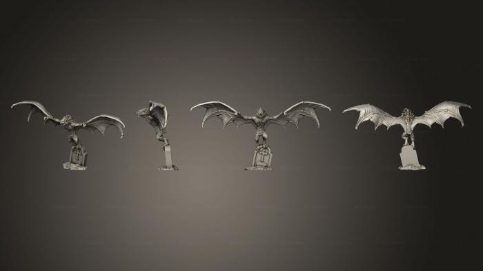 Статуэтки герои, монстры и демоны (Гигантская Летучая мышь Отдыхает в 2 Вариациях, Большая, STKM_5634) 3D модель для ЧПУ станка