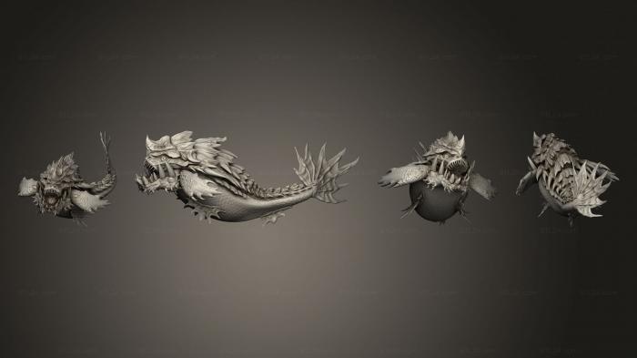 Figurines heroes, monsters and demons (Giant Piranha Swarm Large, STKM_5650) 3D models for cnc
