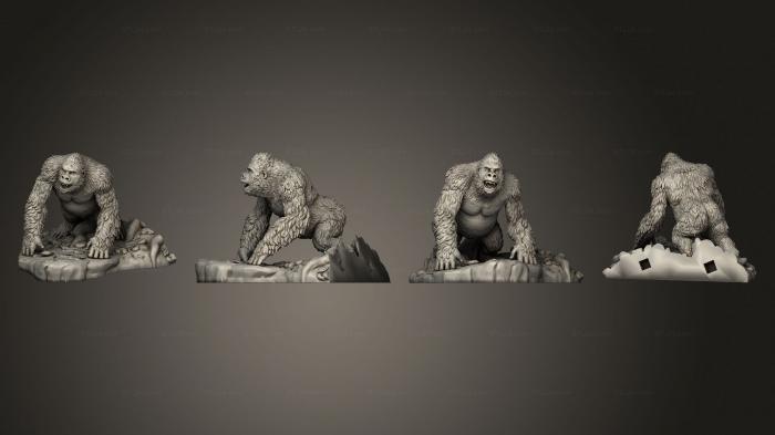 Figurines heroes, monsters and demons (Gorilla Full with Base, STKM_5710) 3D models for cnc