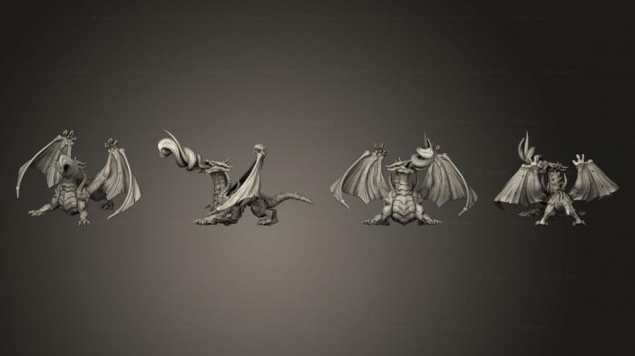 Статуэтки герои, монстры и демоны (Дыхание Серого Дракона Атакует Огромными, STKM_5725) 3D модель для ЧПУ станка