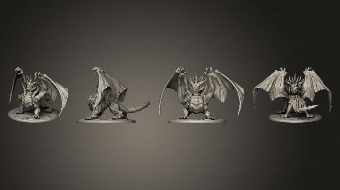Статуэтки герои, монстры и демоны (Серый Дракон Огромен, STKM_5727) 3D модель для ЧПУ станка