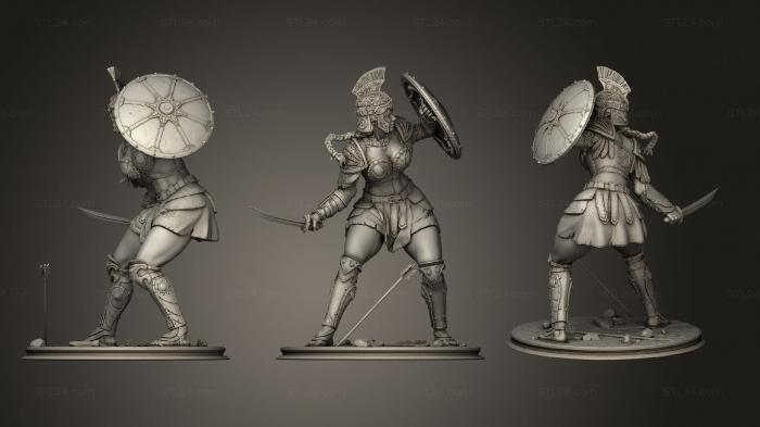 Figurines heroes, monsters and demons (Greek Female Warrior, STKM_5745) 3D models for cnc