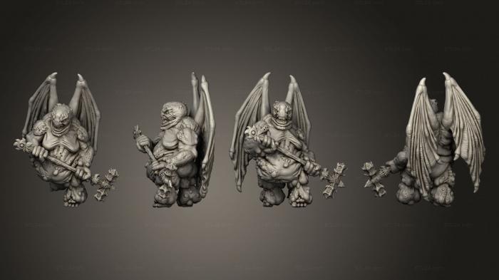 Статуэтки герои, монстры и демоны (Серые демоны Демон 2 целиком, STKM_5762) 3D модель для ЧПУ станка