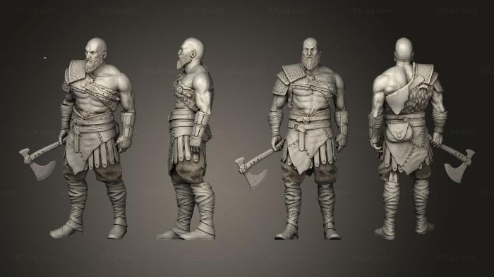 Figurines heroes, monsters and demons (Grumpy Kratos FDM, STKM_5774) 3D models for cnc