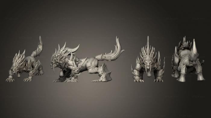 Статуэтки герои, монстры и демоны (Guardian Fuu Tiger 2 Вариации, Большой, STKM_5784) 3D модель для ЧПУ станка