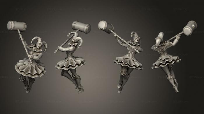 Figurines heroes, monsters and demons (Harlequin Mad Girl Hammer, STKM_5841) 3D models for cnc