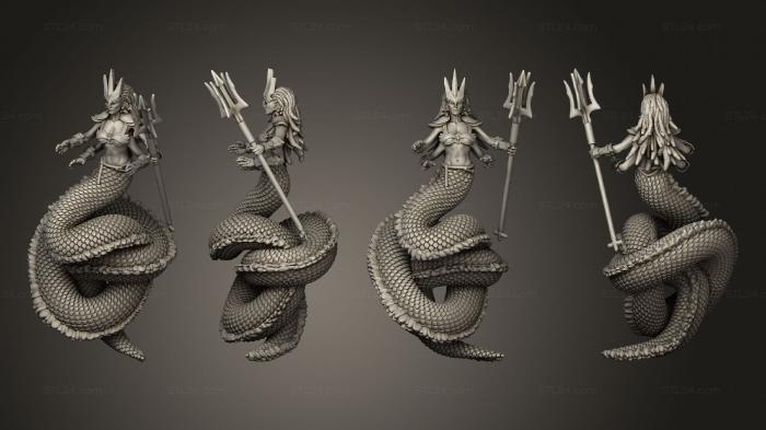 Figurines heroes, monsters and demons (High Elves Dwarfs 75 MM SNAKE WOMAN FIGURE, STKM_5960) 3D models for cnc