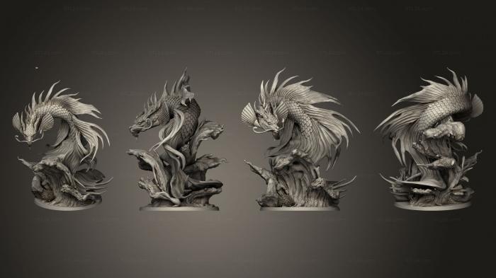 Figurines heroes, monsters and demons (Koi Dragon, STKM_6362) 3D models for cnc