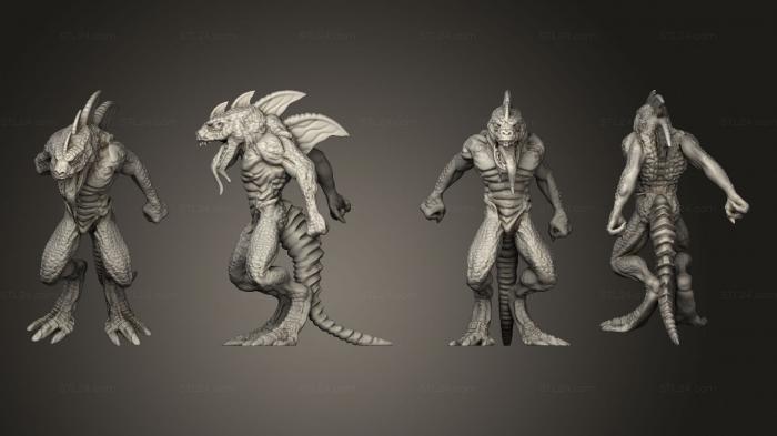 Figurines heroes, monsters and demons (Lizardfolk Axe Daredevil, STKM_6435) 3D models for cnc