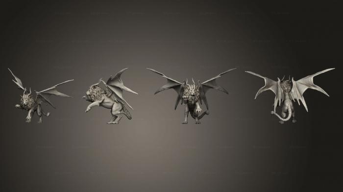 Статуэтки герои, монстры и демоны (Мантикора Атакует Большими, STKM_6518) 3D модель для ЧПУ станка