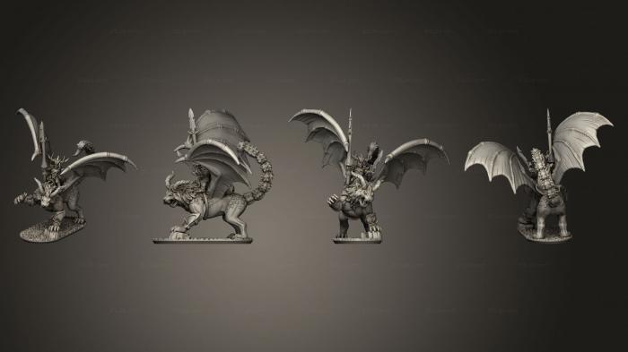 Статуэтки герои, монстры и демоны (Мантикора против 3, STKM_6524) 3D модель для ЧПУ станка