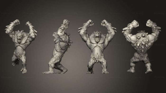 Figurines heroes, monsters and demons (Mountain Troll Attacking Large, STKM_6730) 3D models for cnc