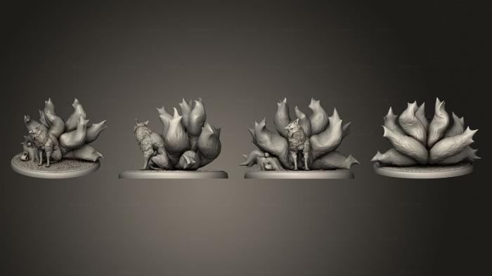 Figurines heroes, monsters and demons (Nine Tailed Fox Sitting Large, STKM_6862) 3D models for cnc