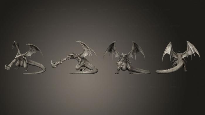 Статуэтки герои, монстры и демоны (Норвежские Рейдеры Фафнир Четыре Атакуют v 1 Большими, STKM_6876) 3D модель для ЧПУ станка