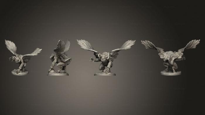 Статуэтки герои, монстры и демоны (Скандинавские Рейдеры Сова Крылья Богини Большие v 3, STKM_6887) 3D модель для ЧПУ станка